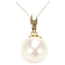 Autre Marque-K18 Yellow Gold Pearl Necklace in Pristine Condition-Other