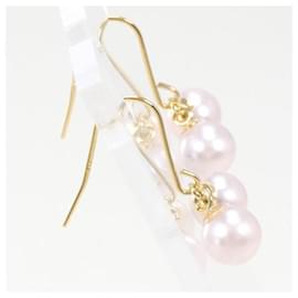 Autre Marque-K18 Yellow Gold Imitation Pearl Earrings in Pristine Condition-Other