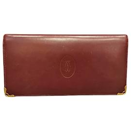 Autre Marque-Cartier Must Line Leather Long Wallet L3000465 in Fair Condition-Other