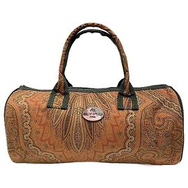 Etro Paisley Handbag Canvas Leather Orange