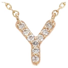 Autre Marque-4℃ K10PG Pink Gold Diamond Necklace in Pristine Condition-Other