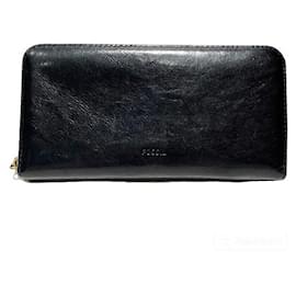 Autre Marque-Fossil Black Leather Long Wallet for Men in Good Condition-Other