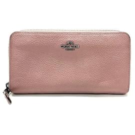 Autre Marque-Coach Leather Rose Pink Zip-Around Long Wallet in Good Condition-Other