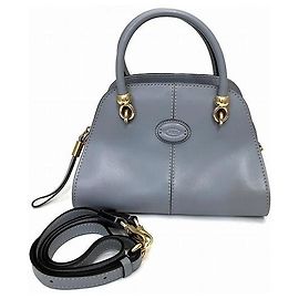 Tod's Sella Leather 2WAY Shoulder Bag Grey