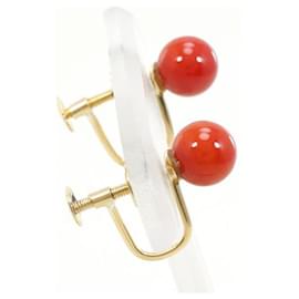 Autre Marque-K18 Yellow Gold Coral Earrings in Excellent Condition-Other