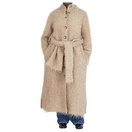 By Malene Birger Neutral belted mohair-blend coat - size FR 40 Other