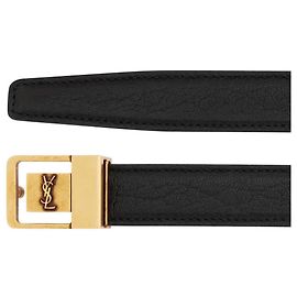 Saint Laurent CINTO FINO LA 66 COM FIVELA DE COURO DE CORDERO MARTELADO Preto