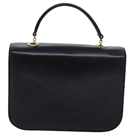 Céline-CELINE Circle Hand Bag Leather Black Auth bs16343-Black