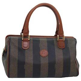 Fendi-Sac à main en toile Pecan FENDI en toile enduite marron kaki Auth am6676-Marron,Kaki