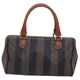 Fendi-Sac à main en toile Pecan FENDI en toile enduite marron kaki Auth am6676-Marron,Kaki