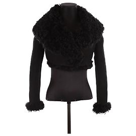 Alaïa Abrigo de cuero Negro