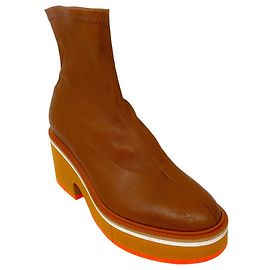 Botas de plataforma em couro stretch marrom Robert Clergerie Marrom