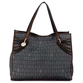 Fendi-Fendi Blue Zucchino Denim Tote-Blue