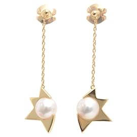 Autre Marque-Tasaki Comet Plus Pearl Earrings 750YG Yellow Gold in Great Condition-Other