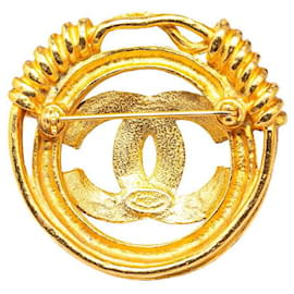 Autre Marque-Chanel Vintage Coco Mark Brooch Gold Plated in Very Good Condition-Other