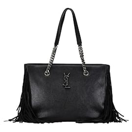 Autre Marque-Yves Saint Laurent Leather Festival Fringe Tote Bag in Great Condition-Other