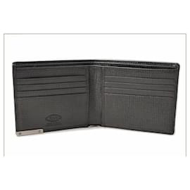 Tod's-Tod's Men's Embossed Leather Bifold Wallet Black-Black