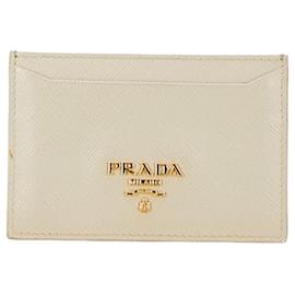 Autre Marque-Prada Leather Logo Card Case Beige in Very Good Condition-Other