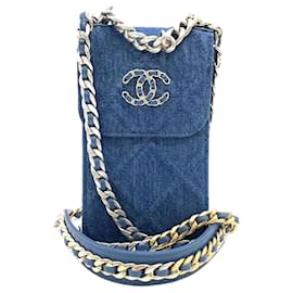 Autre Marque-Chanel Denim Canvas Chain Mini Shoulder Bag Crossbody in Very Good Condition-Other