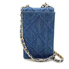 Autre Marque-Chanel Denim Canvas Chain Mini Shoulder Bag Crossbody in Very Good Condition-Other