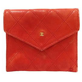 Autre Marque-Chanel Leather Bicolor Coco Mark Double Stitch Coin Case in Fair Condition-Other