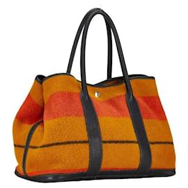 Autre Marque-Hermes Wool Leather Garden Party PM Rocabar Tote Bag in Very Good Condition-Other