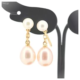 Autre Marque-Mikimoto K18YG Freshwater Pearl Earrings in Great Condition-Other