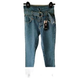 Vaqueros Guess de Tiro Alto Azul Claro Algodón Azul claro