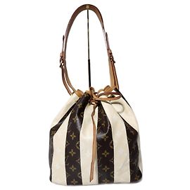 Bolsa Petit Noé Monogram Rayures Edição Limitada Louis Vuitton Marrom/Creme Marrom Creme