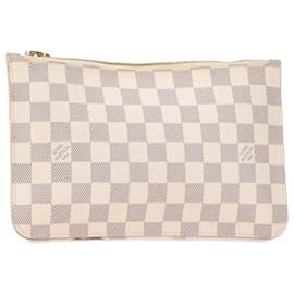 Louis Vuitton-White Louis Vuitton Damier Azur Neverfull MM Pouch-White