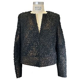 Akris Black / Bronze Metallic Lamb Suede Jacket Black