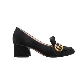 Black Gucci Marmont GG Block Heels Size 37.5 Black