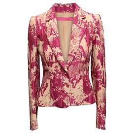 Pink & Beige Emanuel Ungaro Jacquard Patterned Blazer Size US S Pink