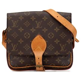 Louis Vuitton-Brown Louis Vuitton Monogram Cartouchiere MM Crossbody Bag-Brown