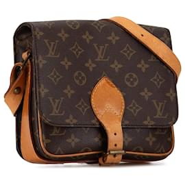 Louis Vuitton-Brown Louis Vuitton Monogram Cartouchiere MM Crossbody Bag-Brown
