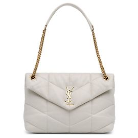 Borsa a spalla LouLou Puffer Medium Nappa bianca Saint Laurent Bianco