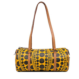 Louis Vuitton-Yellow Louis Vuitton Yayoi Kusama Monogram Vernis Dots Infinity Papillon 30 Shoulder Bag-Yellow