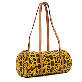 Louis Vuitton-Yellow Louis Vuitton Yayoi Kusama Monogram Vernis Dots Infinity Papillon 30 Shoulder Bag-Yellow