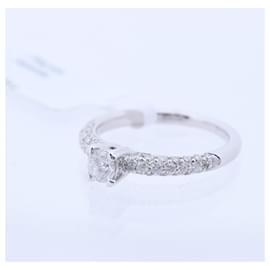 Autre Marque-Non Signe / Unsigned 14K White Gold Ring with 45 Natural Diamonds-Golden