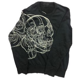 Felpa Alexander McQueen con Design Teschio Nera in Cotone Nero