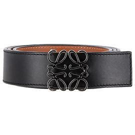 Cinturón reversible Loewe Anagram en cuero negro Negro