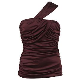 Viktor & Rolf One Shoulder Evening Top in Burgundy Polyester Red Dark red