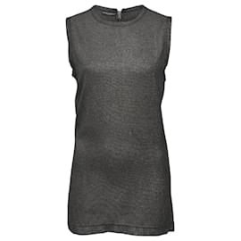 Dolce & Gabbana-Dolce & Gabbana Glittery Sleeveless Top in Grey Cotton-Grey