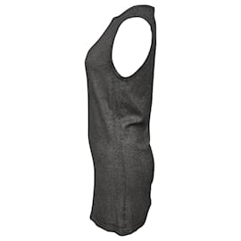 Dolce & Gabbana-Dolce & Gabbana Glittery Sleeveless Top in Grey Cotton-Grey