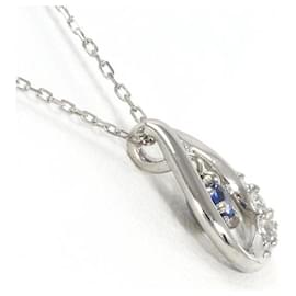 Autre Marque-4℃ K10 White Gold Sapphire Necklace in Excellent Condition-Other