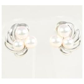 Autre Marque-Mikimoto Silver Pearl Earrings in Excellent Condition-Other