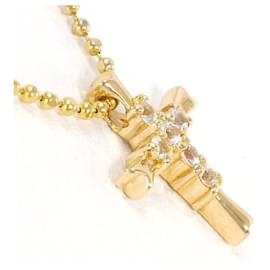 Autre Marque-K18YG Yellow Gold White Sapphire Necklace-Golden