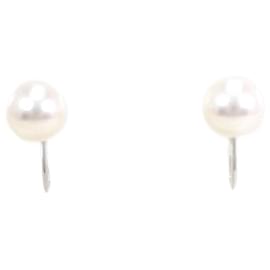 Autre Marque-K14 White Gold Pearl Earrings in Excellent Condition-Other