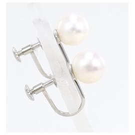 Autre Marque-K14 White Gold Pearl Earrings in Excellent Condition-Other