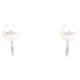 Autre Marque-K14 White Gold Pearl Earrings in Pristine Condition-Other